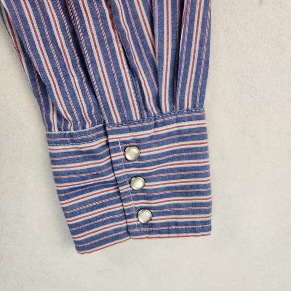 Wrangler Western Shirt Vintage Striped Men’s SZ M Cowboy Pearl Snaps Rodeo - Picture 8 of 16